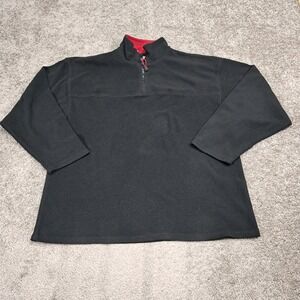 Outback Rider Mens 3X Black Quarter Zip Fleece Pullover‎ Red Collar Trim 3XL